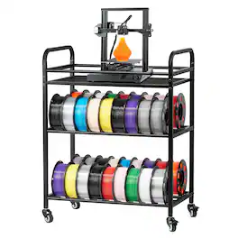 VEVOR - 3D Printer Filament Storage Rack, 3 Tier Heavy Duty Storage Shelf, Rolling Filament Spool Holders Racks (Shelf Only) - Black
