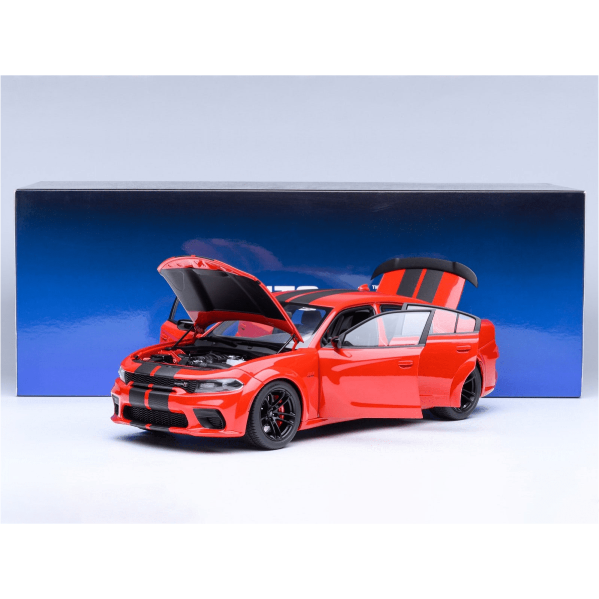 Alt View 9. Autoart - Dodge Charger Scat Pack Widebody Torred with Carbon Stripes 1/18 Car Model by Autoart.