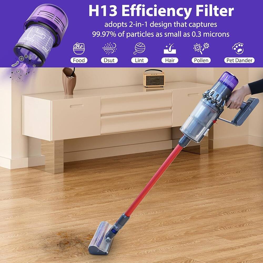 H13 Efficiency Filter  
adopts 2-in-1 design that captures 99.97% of particles as small as 0.3 microns  

- Food  
- Dust  
- Lint  
- Hair  
- Pollen  
- Pet Dander