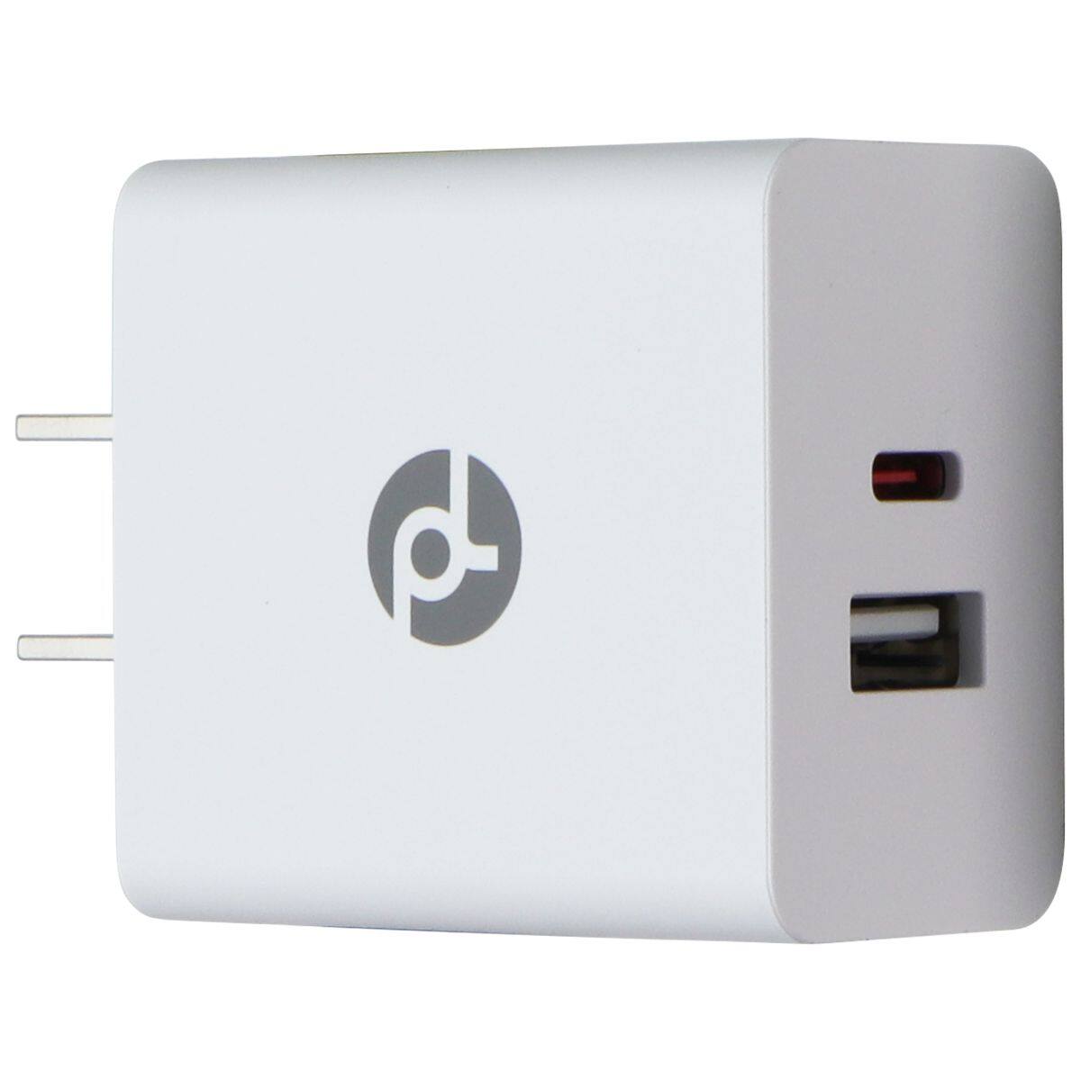 Angle. PowerLab - PowerLab Wall Charger With Power Delivery USB-C + USB-A Ports White - White.