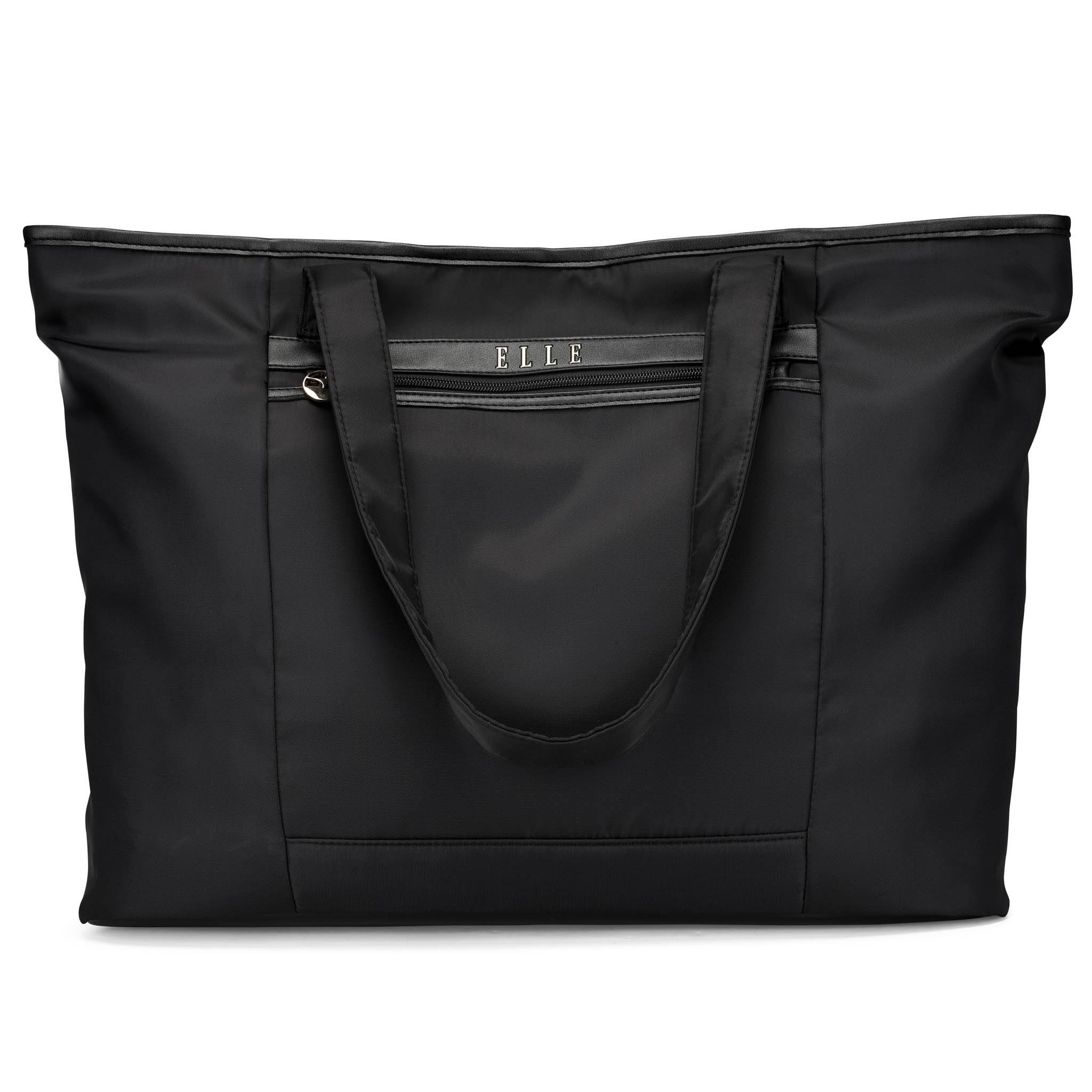 Front. Elle - ELLE Rendezvous 38L Twill Weekender Duffel Bag | Black - Black.