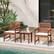 Alt View 1. Costway - 3 PCS Patio Furniture Set with 2 Seat Cushions Coffee Table Solid Wood Chairs - Natural + Off White.