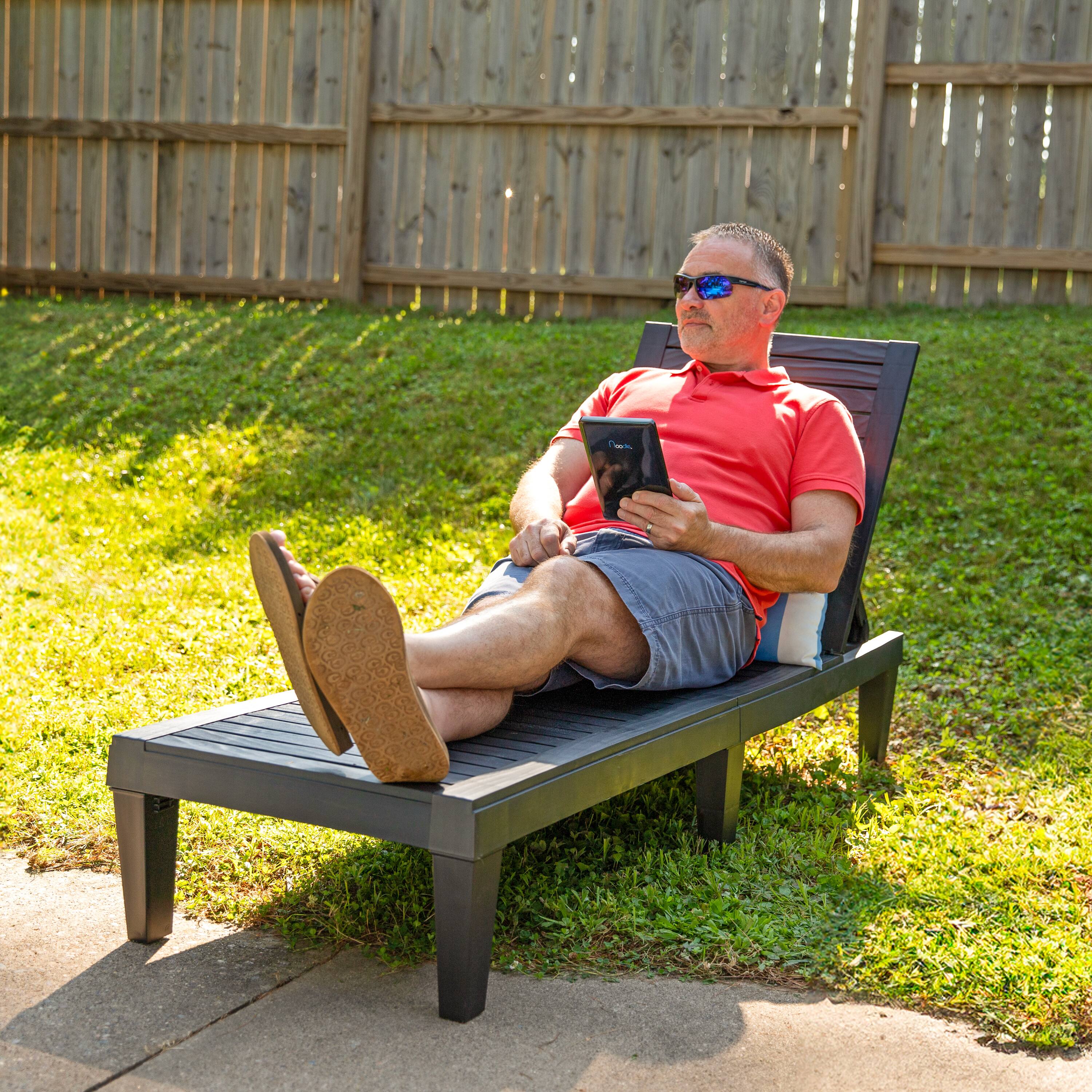 Alt View 5. Sunnydaze - 5-Position Adjustable Sun Lounger - Set of 2 - Black.