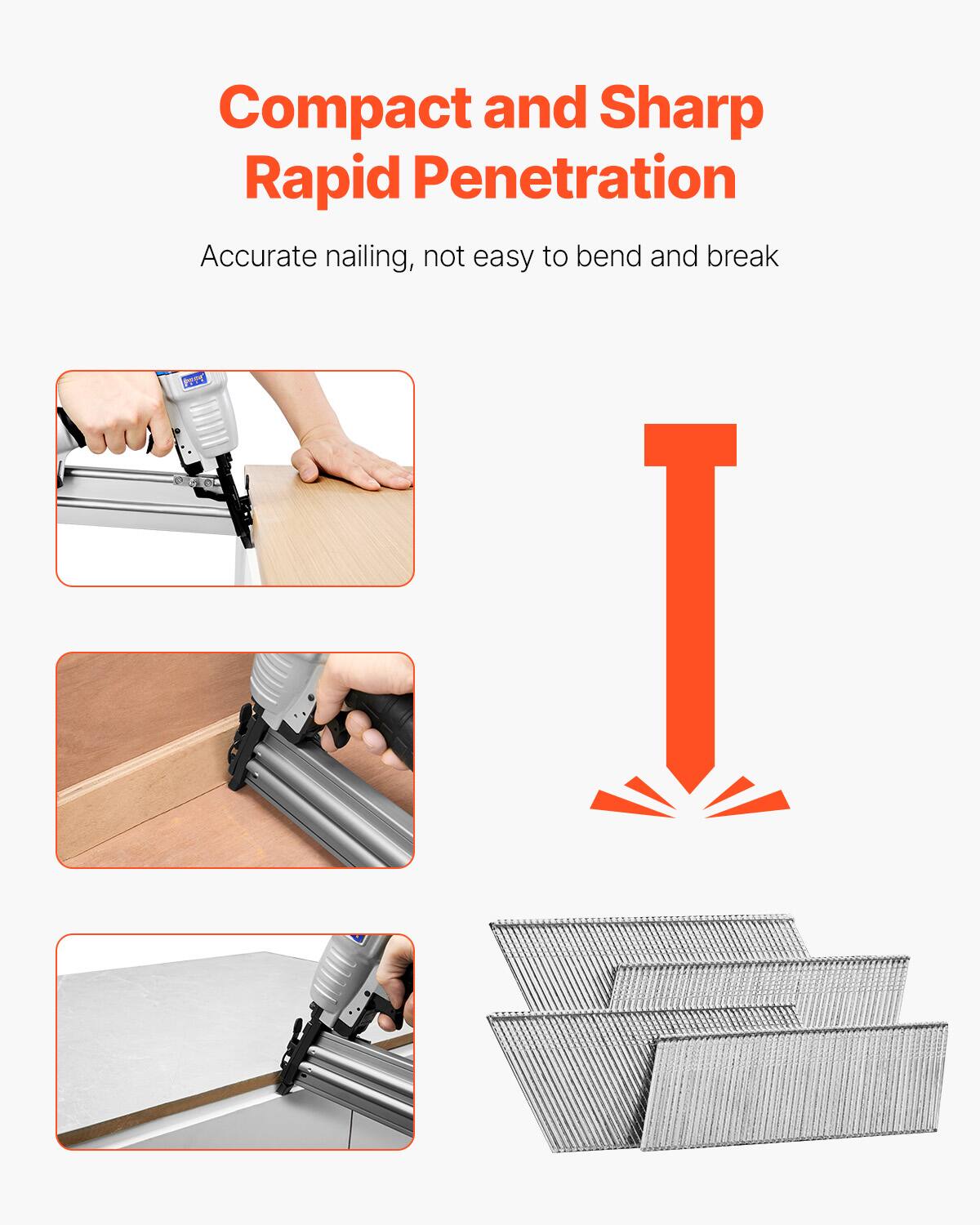 Compact and Sharp  
Rapid Penetration  
Accurate nailing, not easy to bend and break