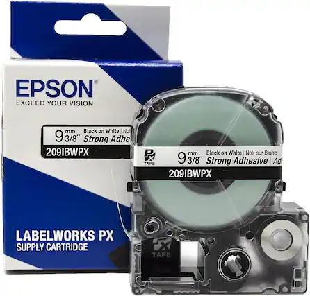 EPSON
EXCEED YOUR VISION
9 mm 3/8" Black on White | Noir sur Blanc
Strong Adhesive
2091BWPX
LABELWORKS PX
SUPPLY CARTRIDGE