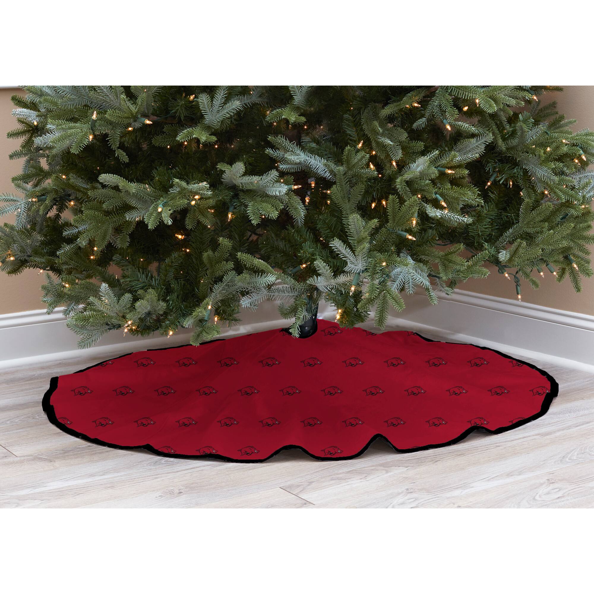 Alt View 1. Pegasus - Arkansas Razorbacks Microplush Christmas Tree Skirt - Multicolor.