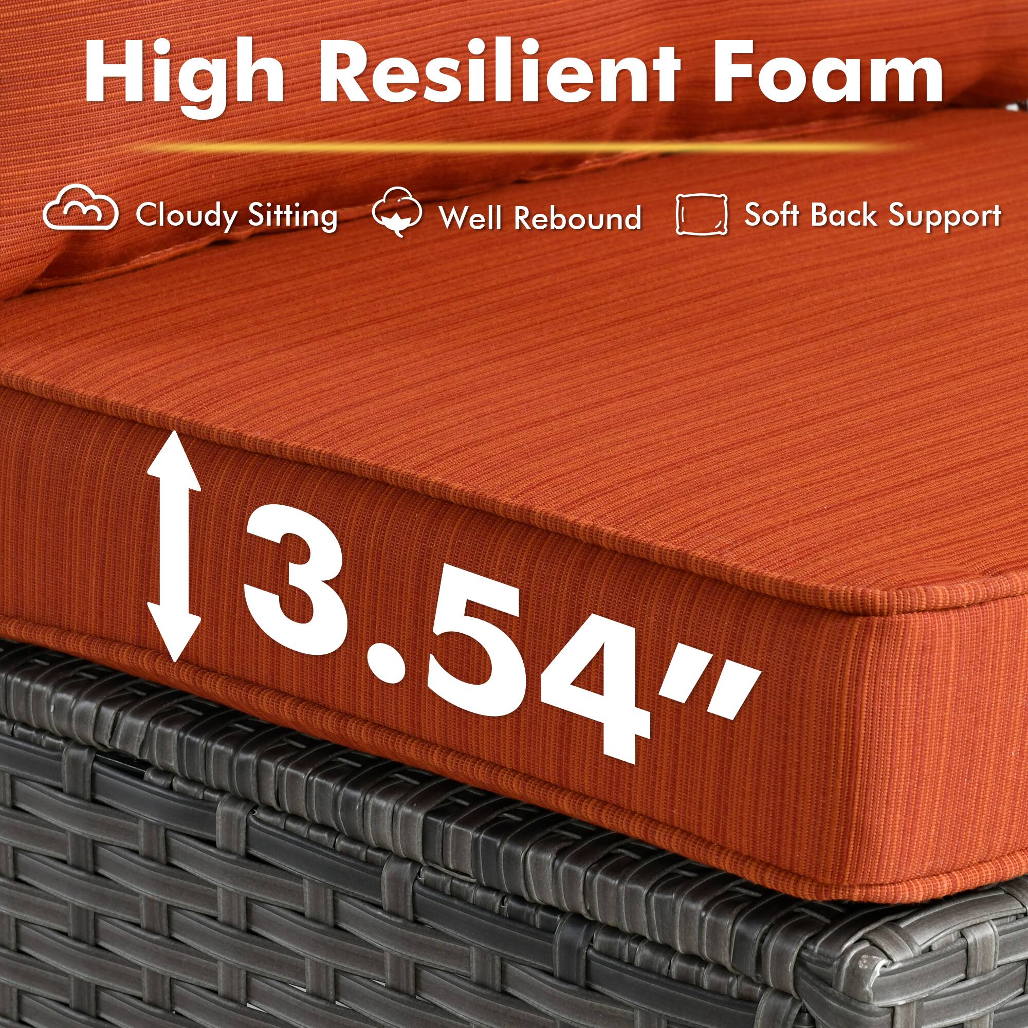 High Resilient Foam

- Cloudy Sitting
- Well Rebound
- Soft Back Support

13.54"