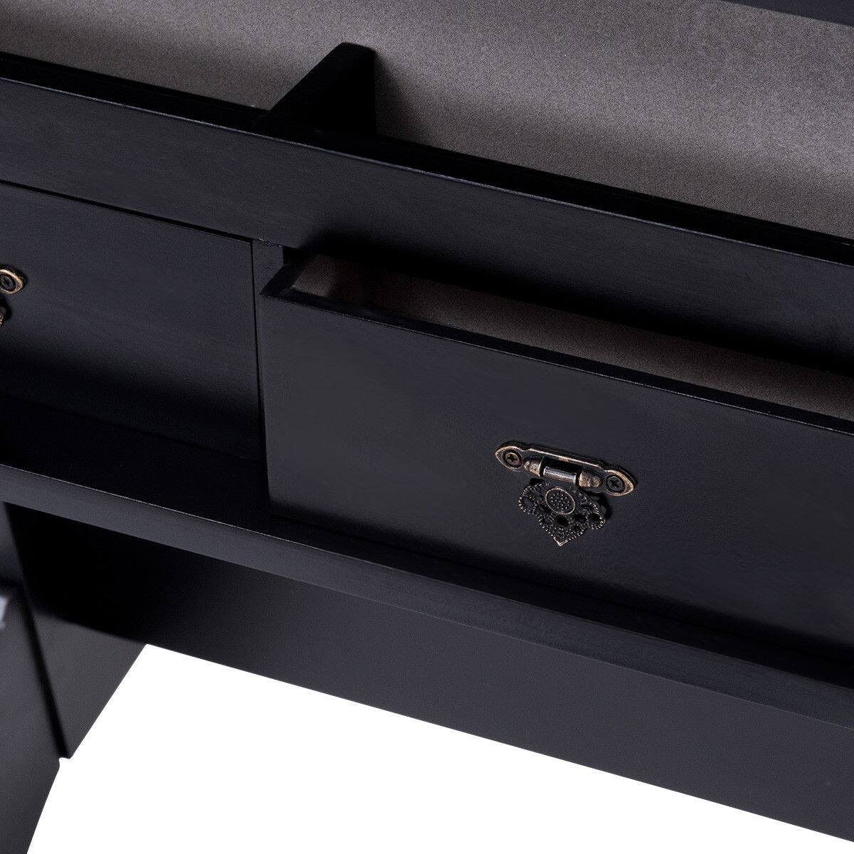 Alt View 15. Costway - Mirrored Jewelry Cabinet Storage Organizer Drawers - Black.