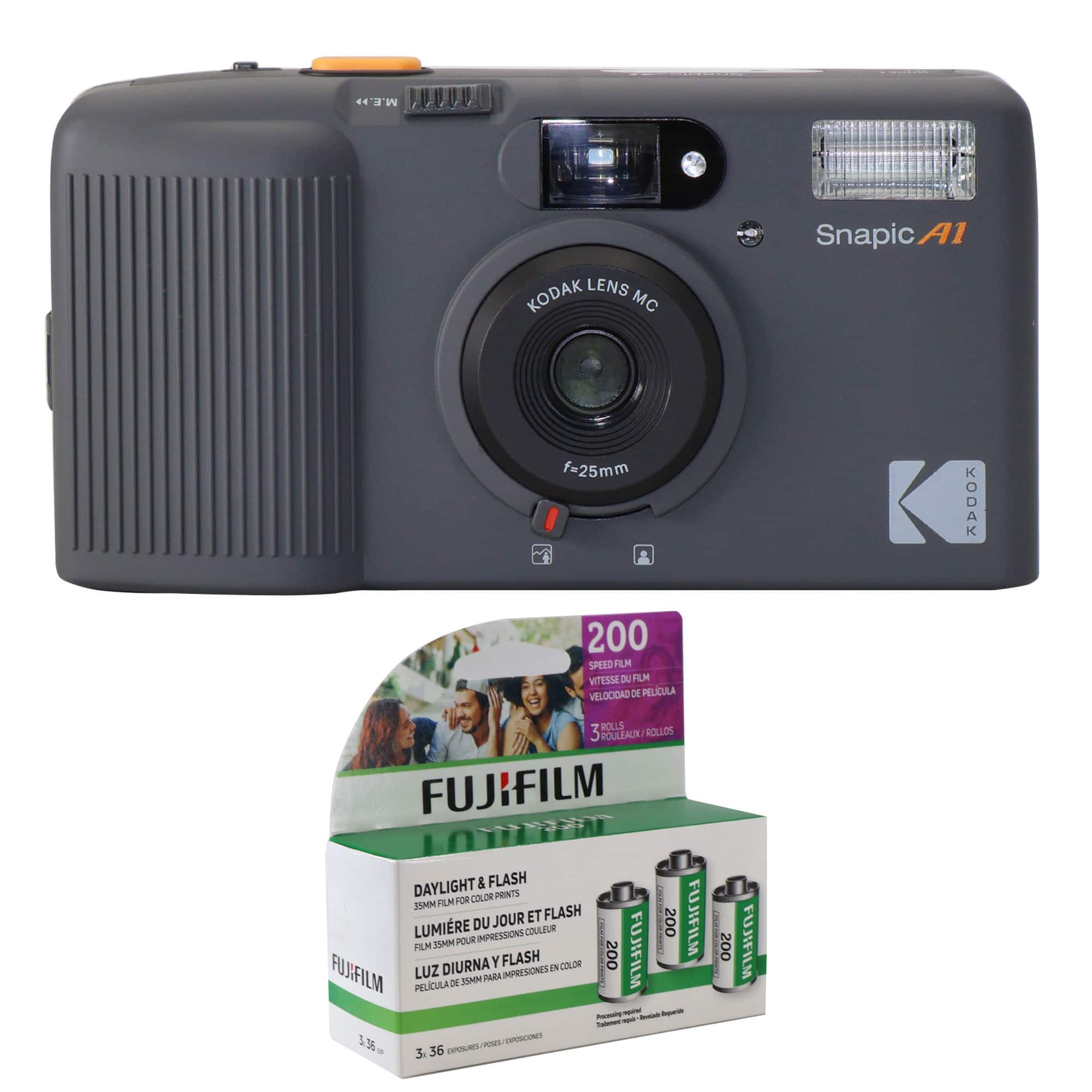 Bundle - Kodak - Snapic A1 35mm Film Camera, Color Negative 35mm Film (36 Exposures) - 3 Pack - Rhino Gray price history on PriceWatchPro