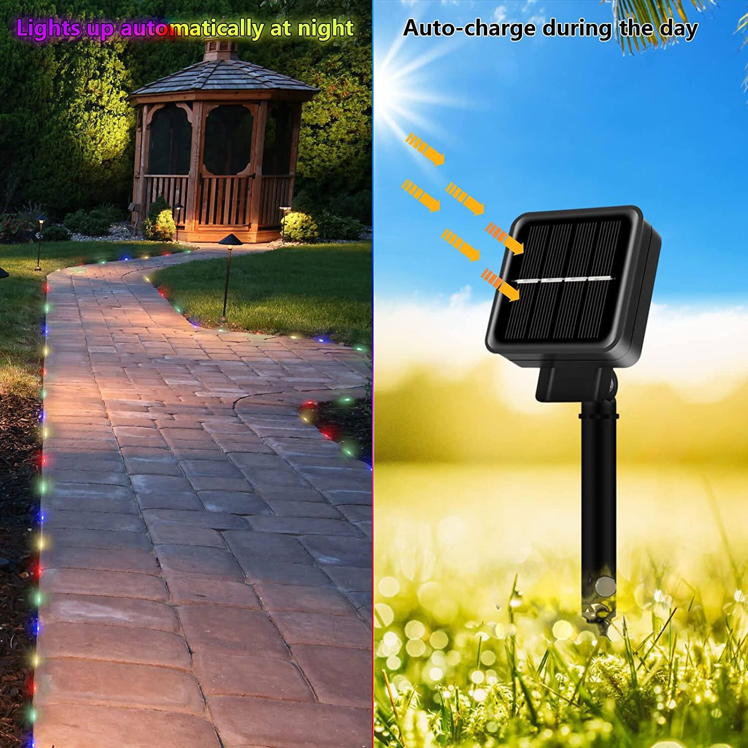 Lights up automatically at night  
Auto-charge during the day