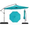 Front. Costway - Costway 10 FT Solar Offset Hanging Umbrella Patio Cantilever Umbrella with 32 LED Lights - Turquoise.