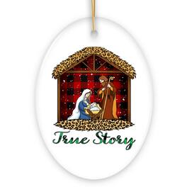 OrnamentallyYou - True Story Nativity Plaid Birth of Christ Ornament - Multi-colored