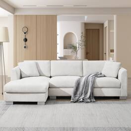 Boyel Living - 4 Seat Minsk Gray Chenille L Shaped Sectional Sofa with Oversized Chaise High Quality - Minsk Gray