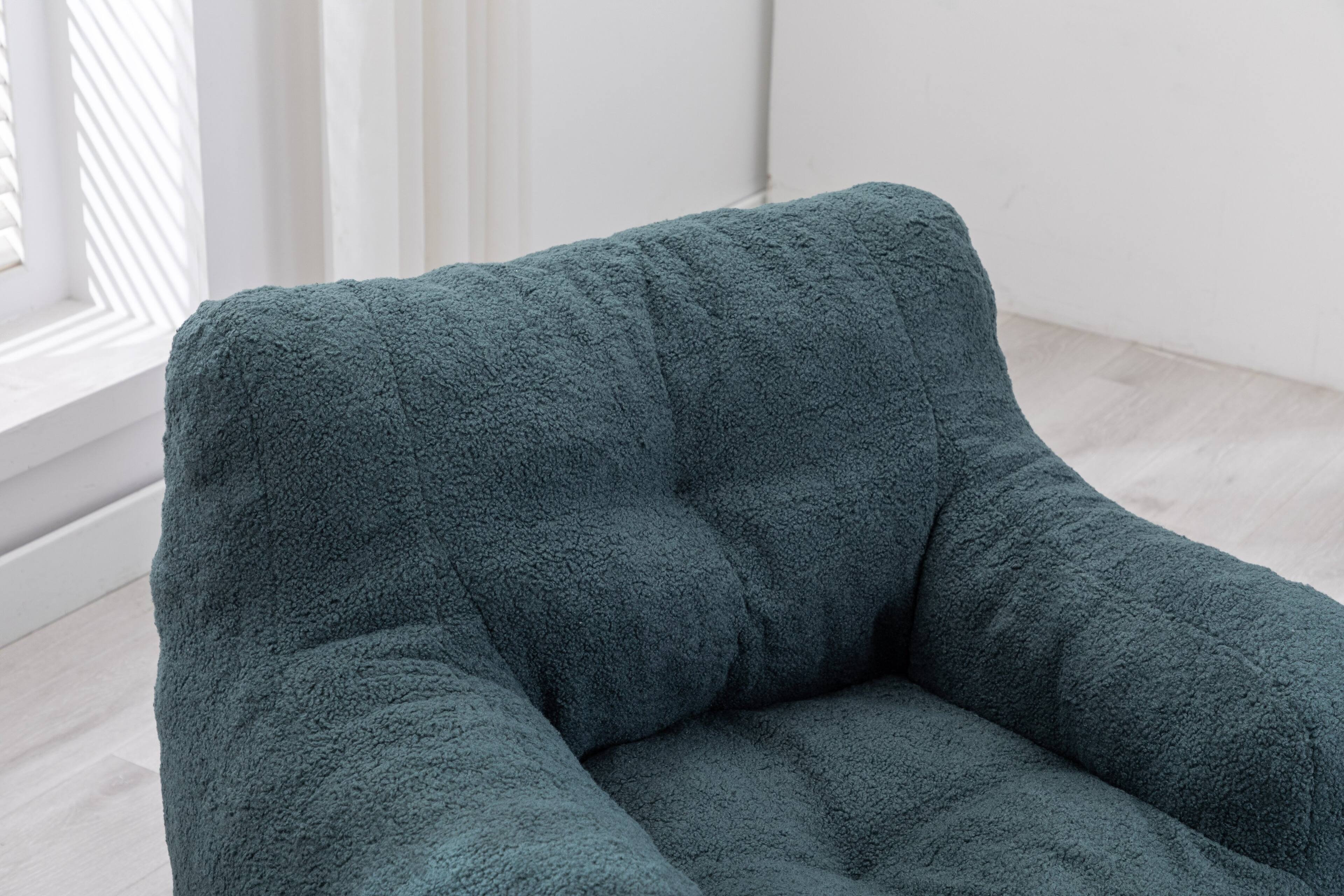 Alt View 1. GOODSILO - Luxury Plush Bean Bag Chair with Ergonomic Support - Soft Teddy Fabric and Memory Foam Filling for Ultimate Comfort - Green.