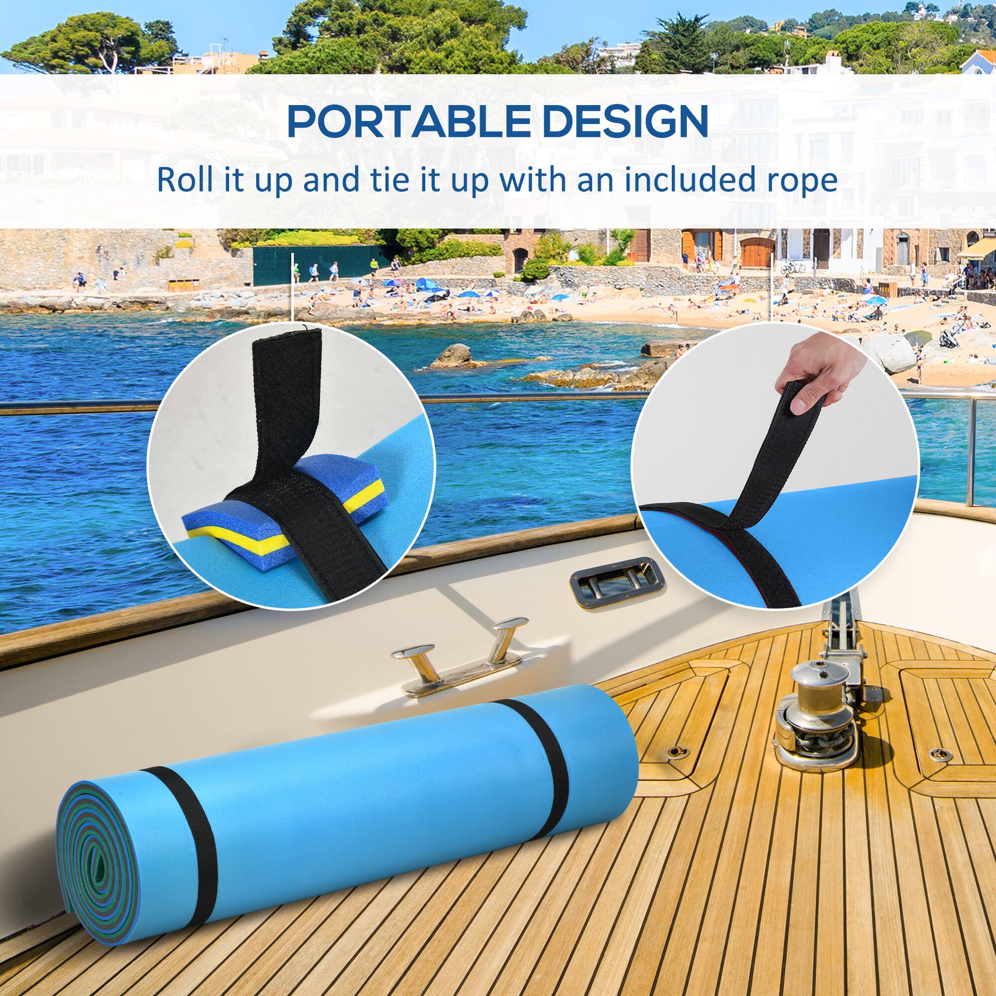 PORTABLE DESIGN
Roll it up and tie it up with an included rope
