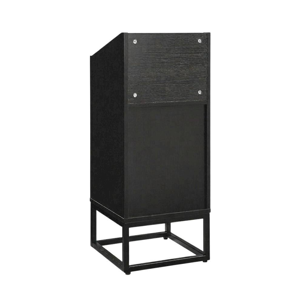 Left. FurniFact - Vinyl Record Storage Stand in Black with Compact Design for Home Entertainment - Black.