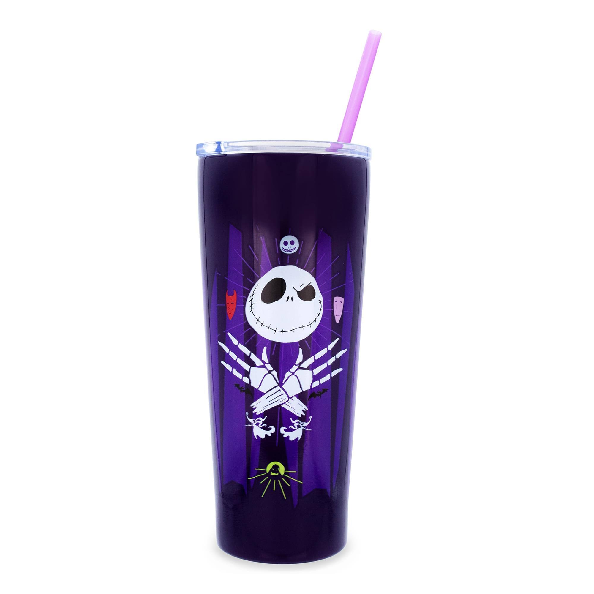 Front. Disney - Disney The Nightmare Before Christmas Stainless Steel Tumbler | Holds 22 Ounce - Purple.