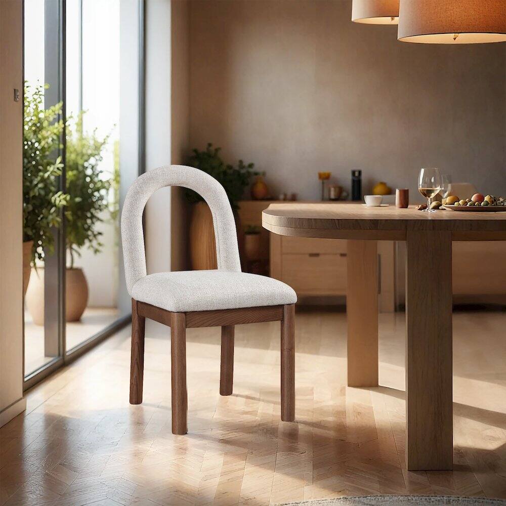 Alt View 1. Meridian Furniture - Conrad Beige Linen Textured Fabric Dining Chair - Beige.