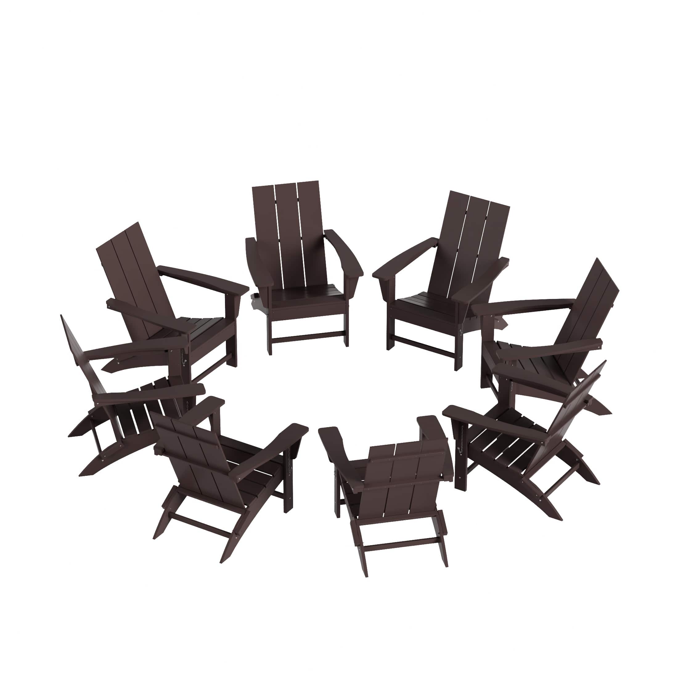 WestinTrends - Ashore 8-Piece Modern Poly Folding Adirondack Chair Set - Dark Brown price history on PriceWatchPro