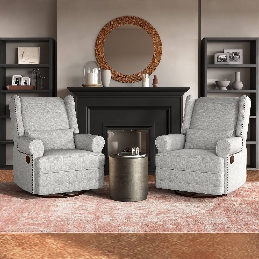 Alt View 4. Loheer - Loheer Swivel Recliner Chair Glider Rocking Chair for Nursery Upholstered Light Gray - Light Gray.