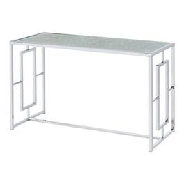Furniture of America - Harper Metal Chrome Sofa Table with Pattern Top in Chrome - Silver