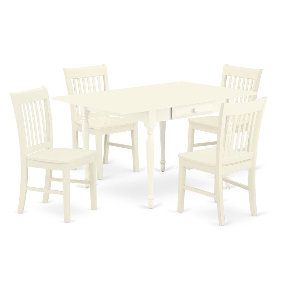 Left. East West Furniture - Dining Room Set Linen White - Brown.