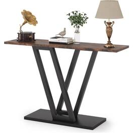Hivvago - Modern 43-inch Narrow Entryway Table with Brown Wood Top and Black Metal Frame - Brown, Black