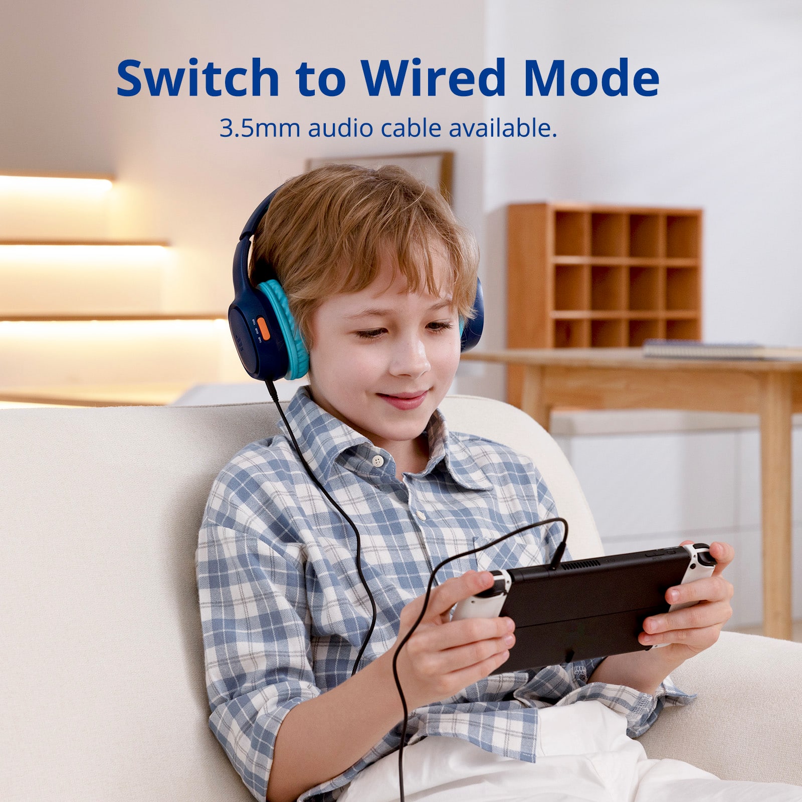 Switch to Wired Mode. 3.5mm audio cable available.