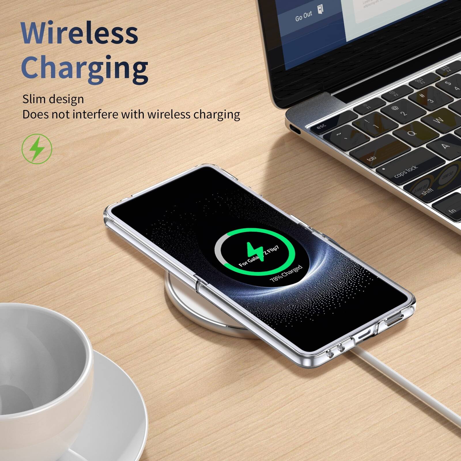 Wireless Charging  
Slim design  
Does not interfere with wireless charging  

For Galaxy Z Flip7  
78% Charged