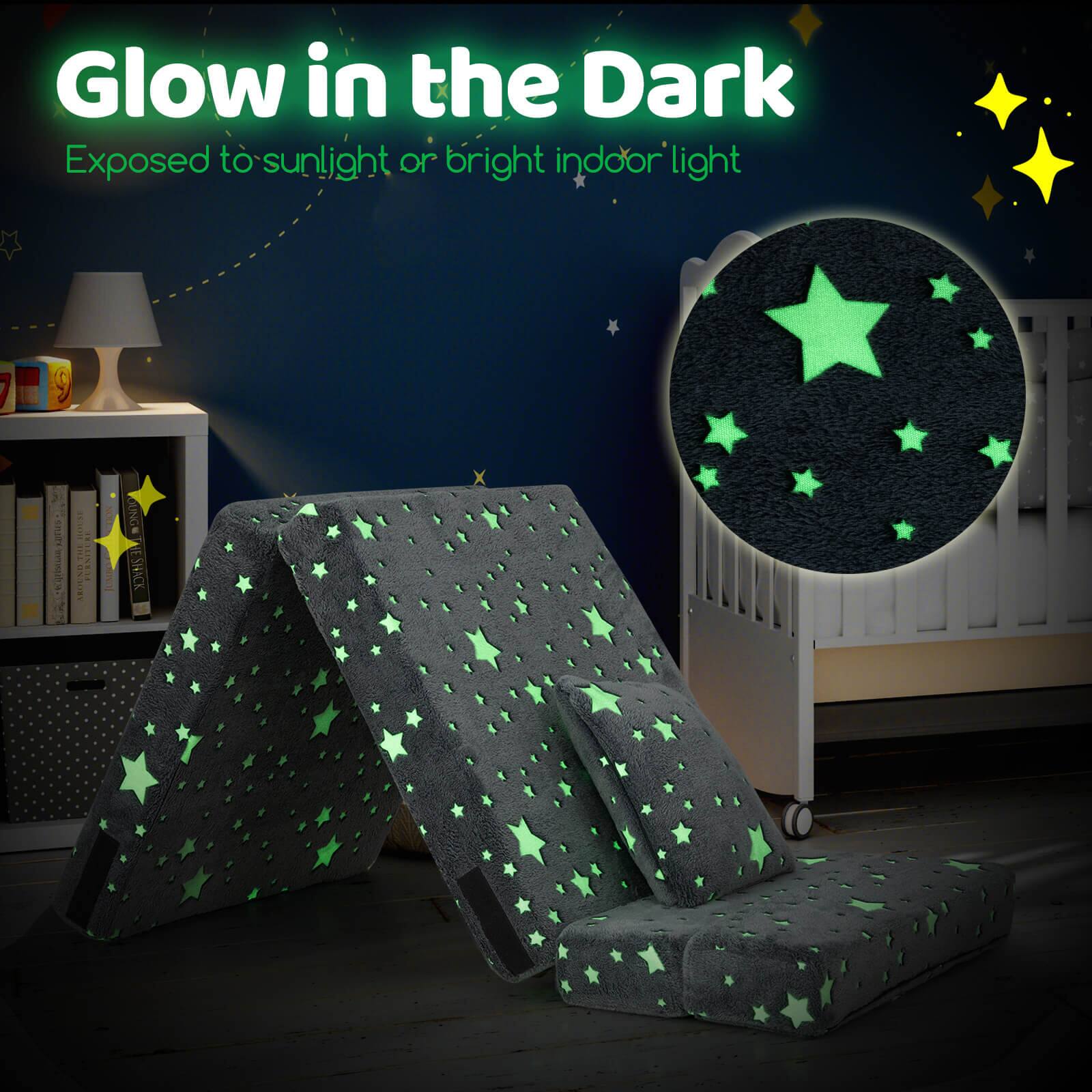 Glow in the Dark  
Exposed to sunlight or bright indoor light
