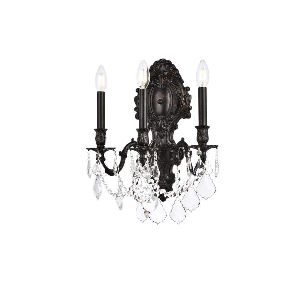 Elegant Lighting - Monarch 3 light Wall Sconce Clear Royal Cut Crystal - Dark Bronze