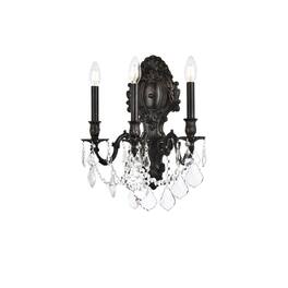 Elegant Lighting - Monarch 3 light Wall Sconce Clear Royal Cut Crystal - Dark Bronze
