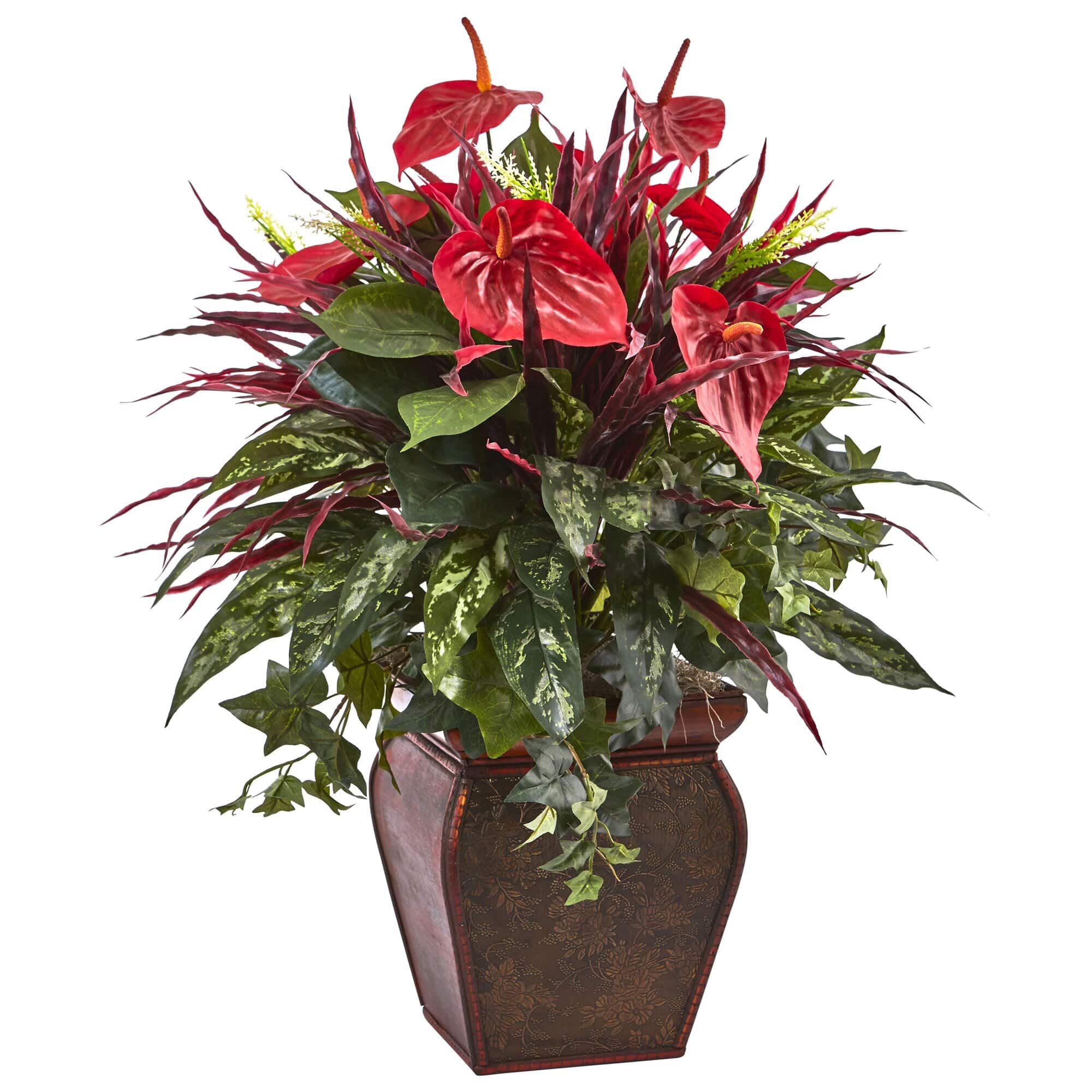 BreeBe - 28" Anthurium Mixed Plant with Planter - Green