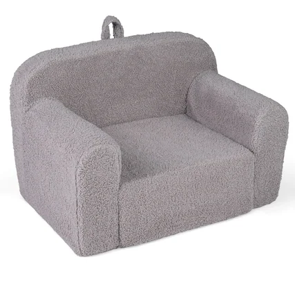 Front. Costway - Costway Kids Couch Portable Toddler Sofa with Handle Anti-slip Base Removable Comfy Chair - Gray.