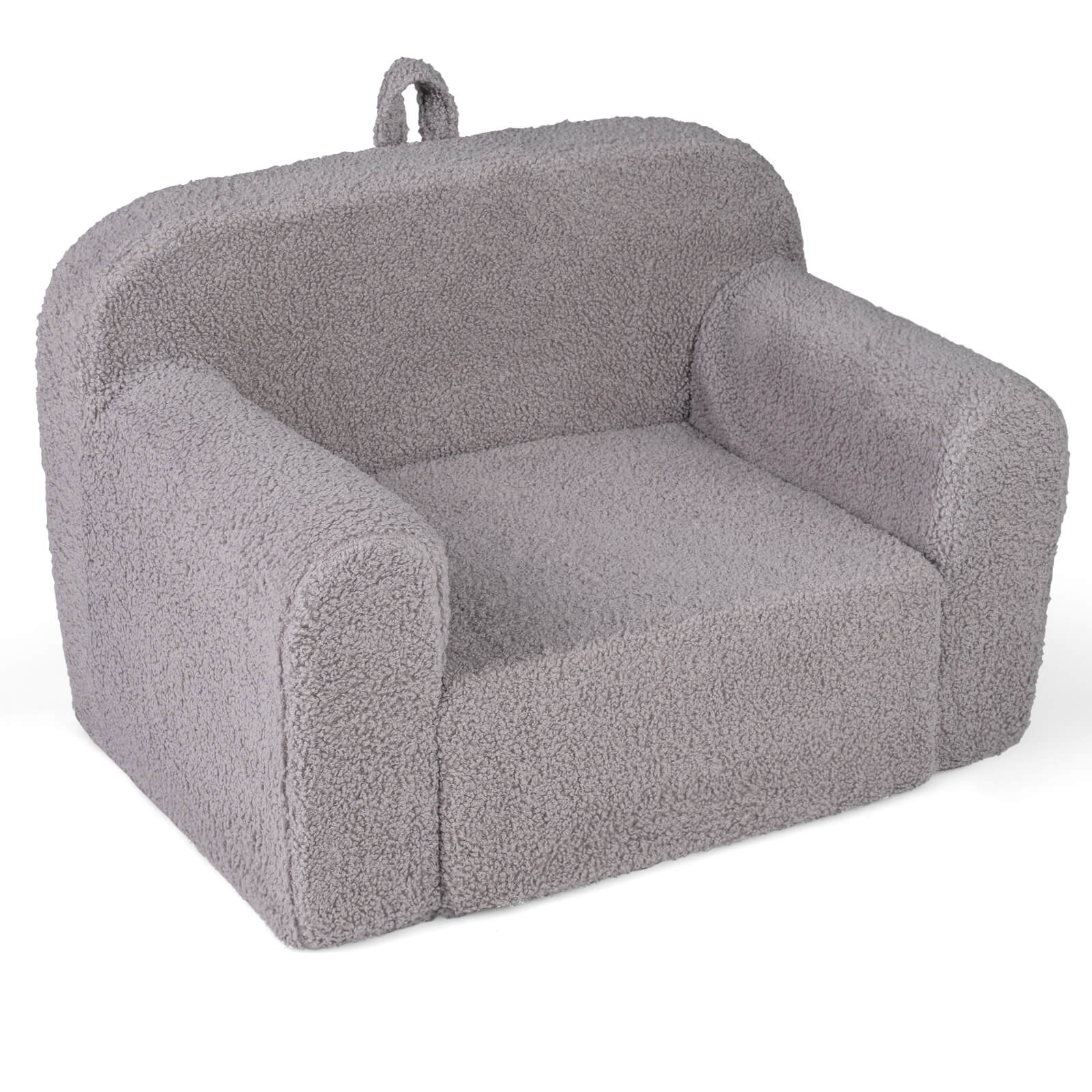 Front. Costway - Costway Kids Couch Portable Toddler Sofa with Handle Anti-slip Base Removable Comfy Chair - Gray.