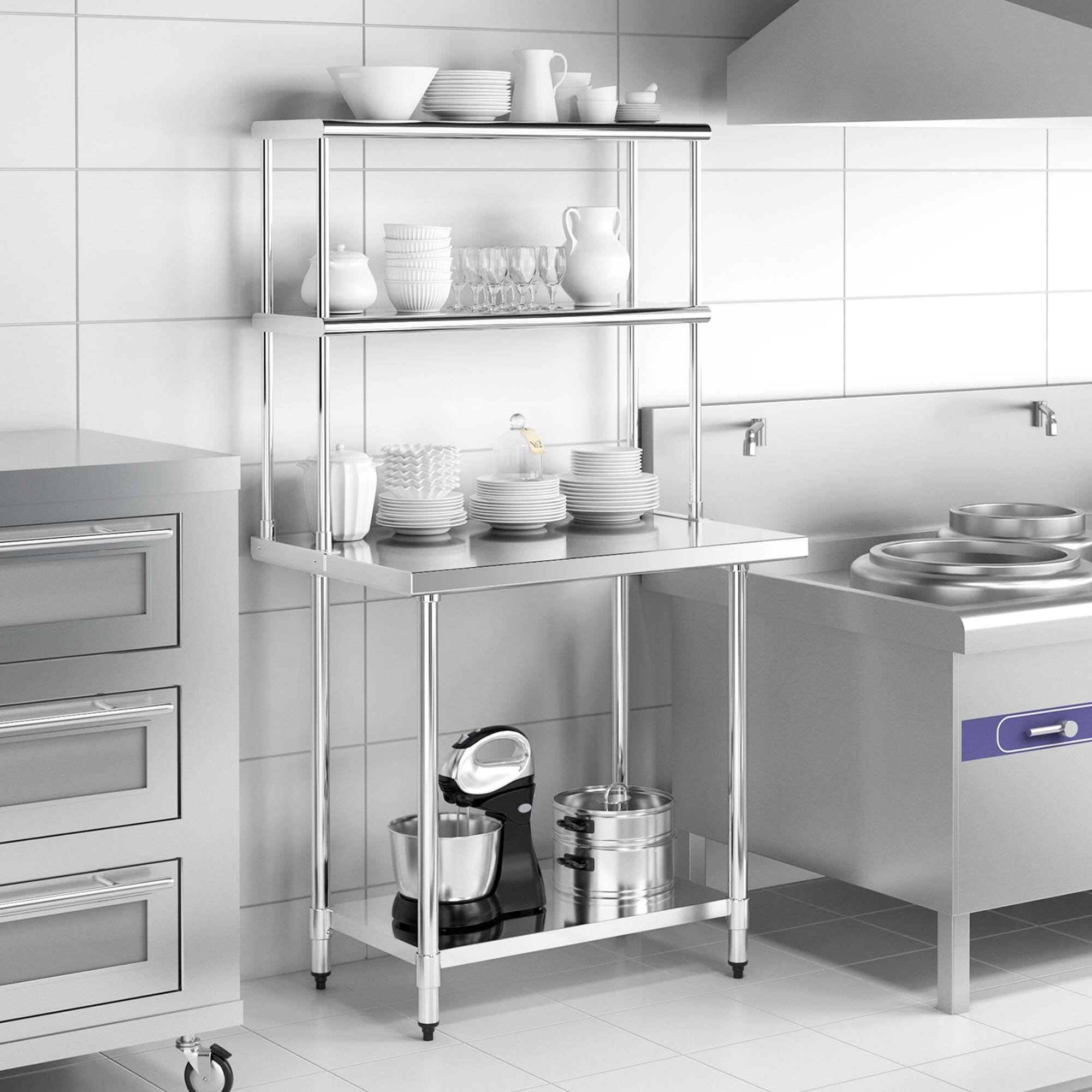 Alt View 1. Costway - Costway 36" 2-Tier Overshelf for Prep & Worktable Stainless Steel Adjustable Lower Shelf - Silver.