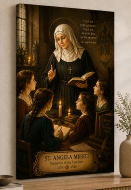 FC Design Large St Angela Merici Teaching Children Wall Art Canvas ...