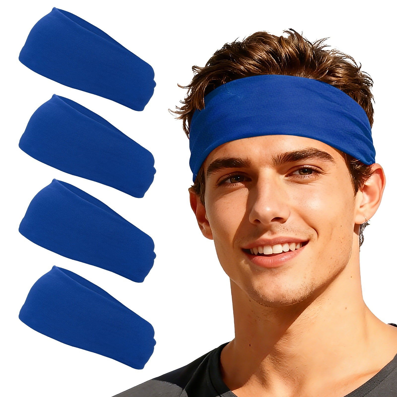 Unique Bargains - Sport Headbands for Men & Women, Stretchy Sweatband Absorbent Headbands, 4pcs - For Yoga/Sports/Running/Fitness/Cycling - Bright Blue price history on PriceWatchPro