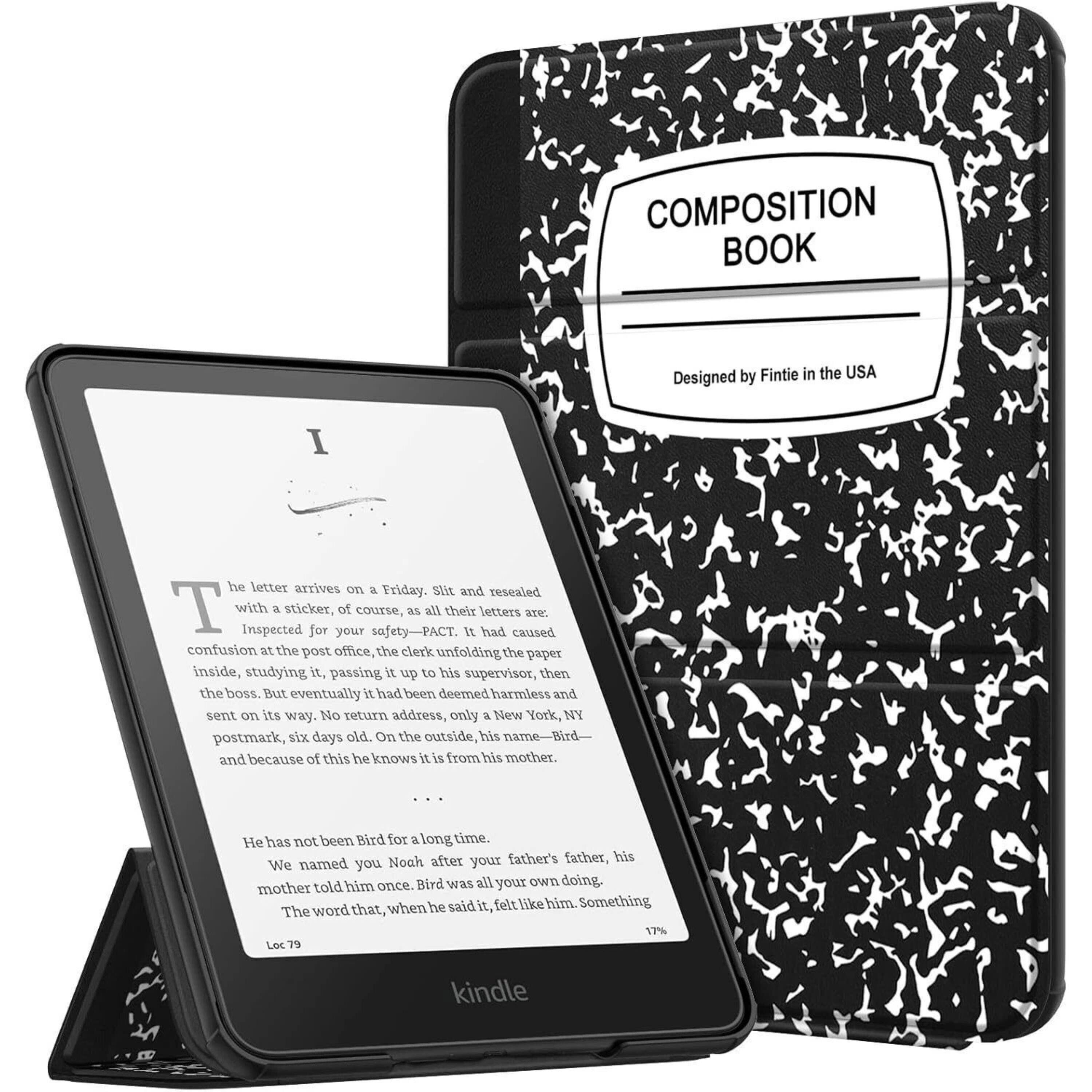 Front. Kitcheniva - Slim Trifold Case For 7 Inch Kindle Paperwhite 12th 2024 Protective Cover Black And White - Black and White.