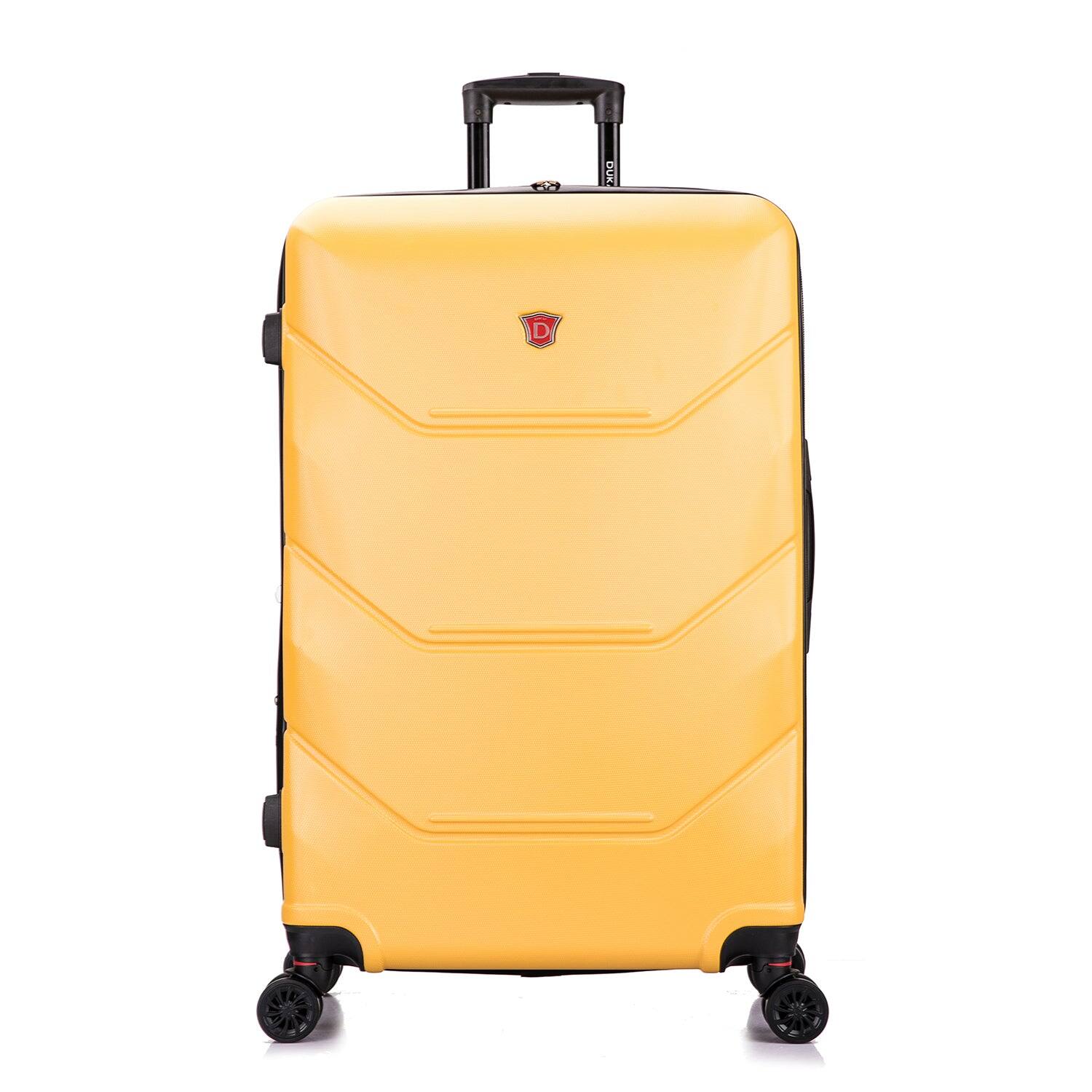 Angle. DUKAP - Zonix Lightweight Hardside Spinner Luggage 30" Luggage - MUSTARD.