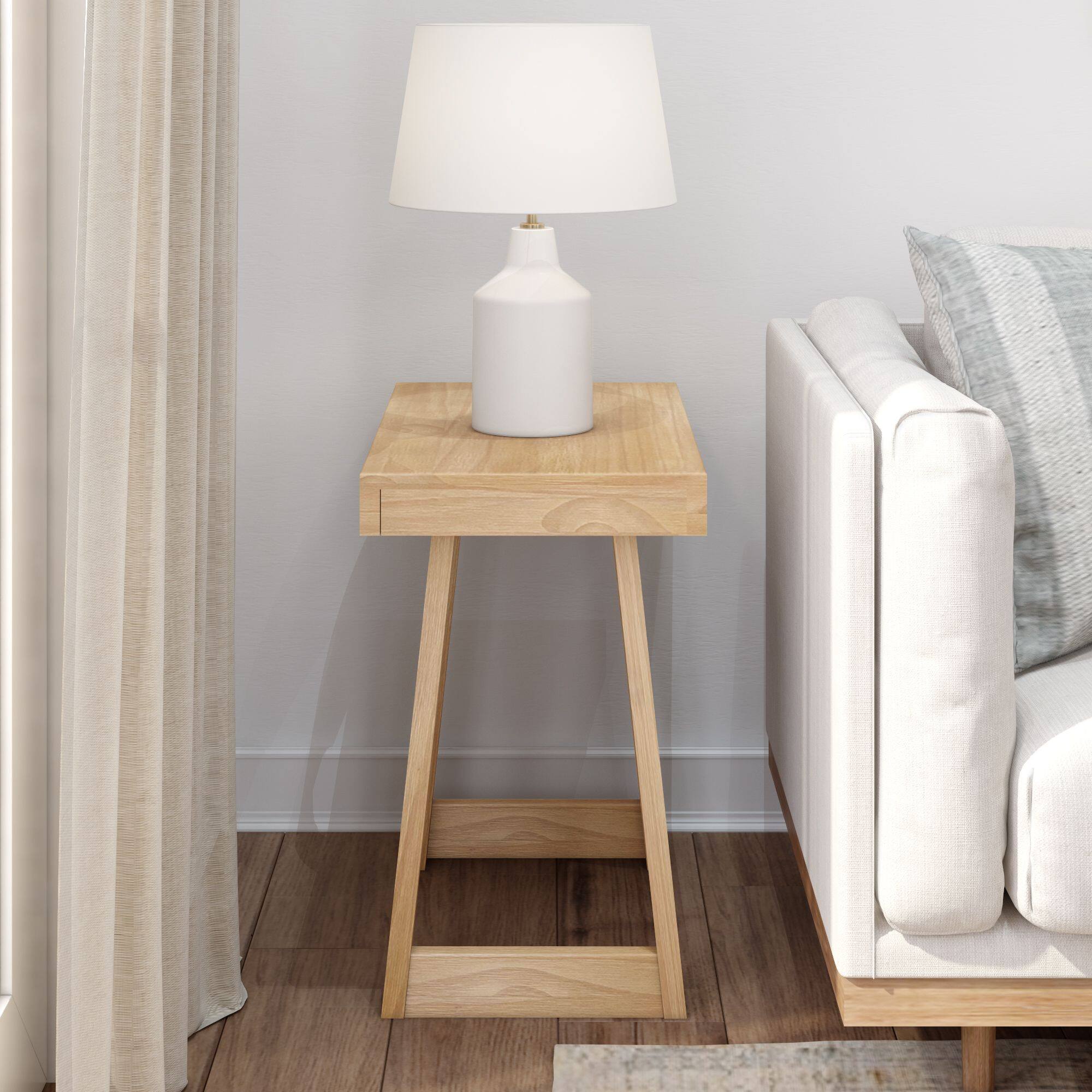 Alt View 1. Plank+Beam - Classic Rectangular Side Table (25in x 15in / 630mm x 375mm), Blonde Wirebrush - Blonde Wirebrush.