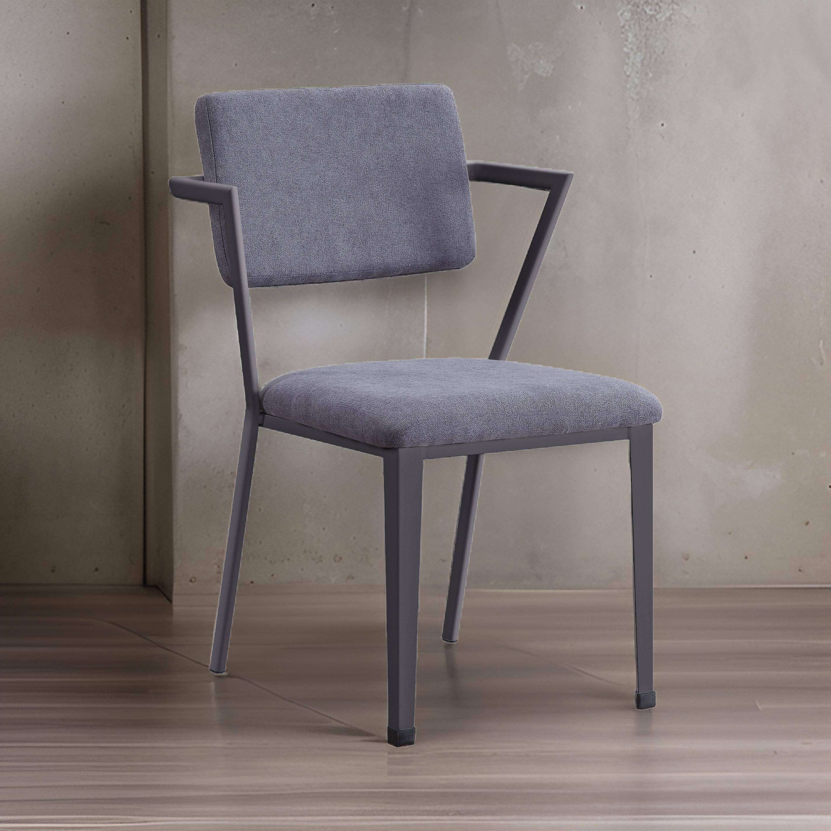 Alt View 5. Manhattan Lane - Metal Chair with Fabric Upholstered Seat and Back - Gray.