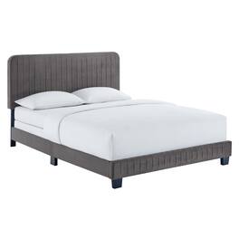 Modway - Celine Channel Tufted Performance Velvet Queen Bed - Gray