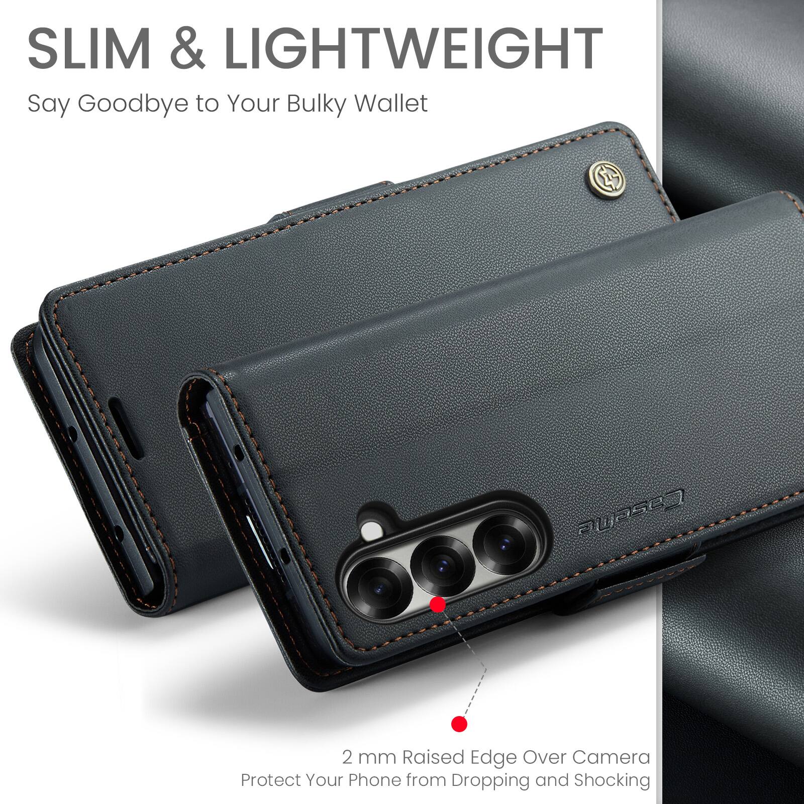 SLIM & LIGHTWEIGHT  
Say Goodbye to Your Bulky Wallet  

2 mm Raised Edge Over Camera  
Protect Your Phone from Dropping and Shocking
