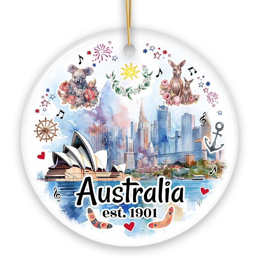 OrnamentallyYou - Australia Artistic Watercolor Painting Ornament Christmas Holiday Gift - Multi-colored