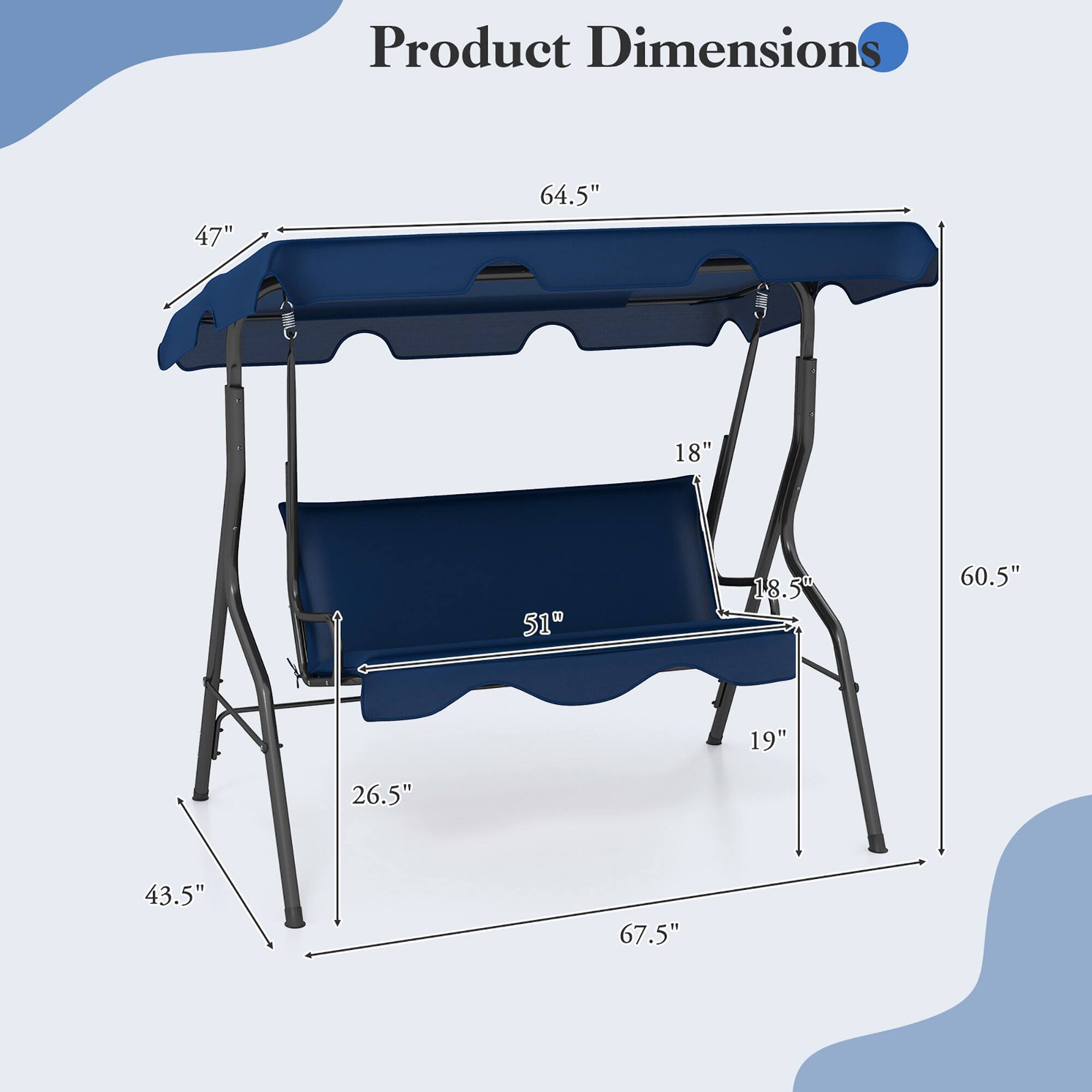 Product Dimensions: 47" x 64.5" x 18" x 51" x 18.5" x 60.5" x 19" x 26.5" x 43.5" x 67.5"