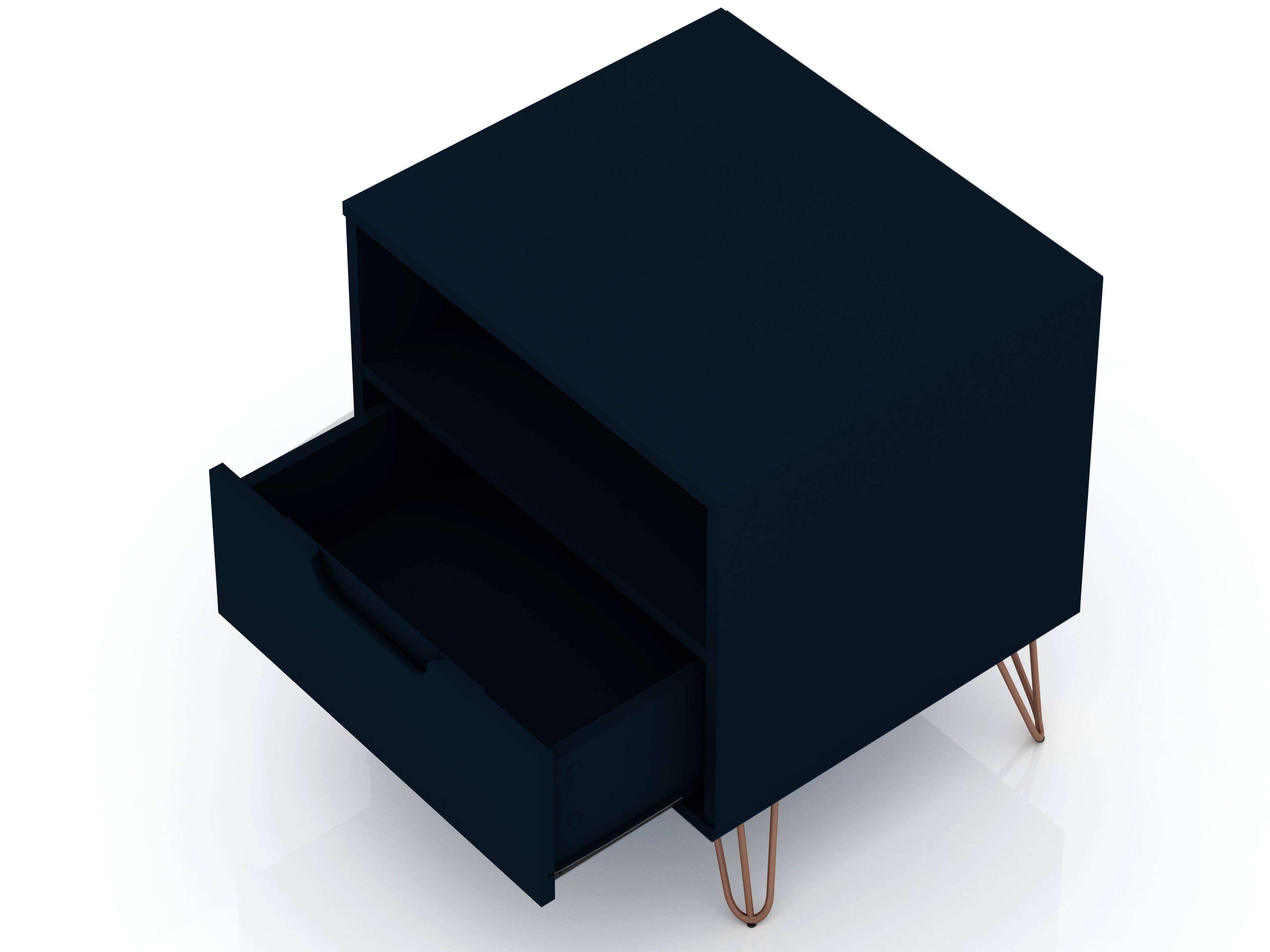 Alt View 1. Manhattan Comfort - Rockefeller Mid-Century Modern 20" Nightstand - Midnight Blue.