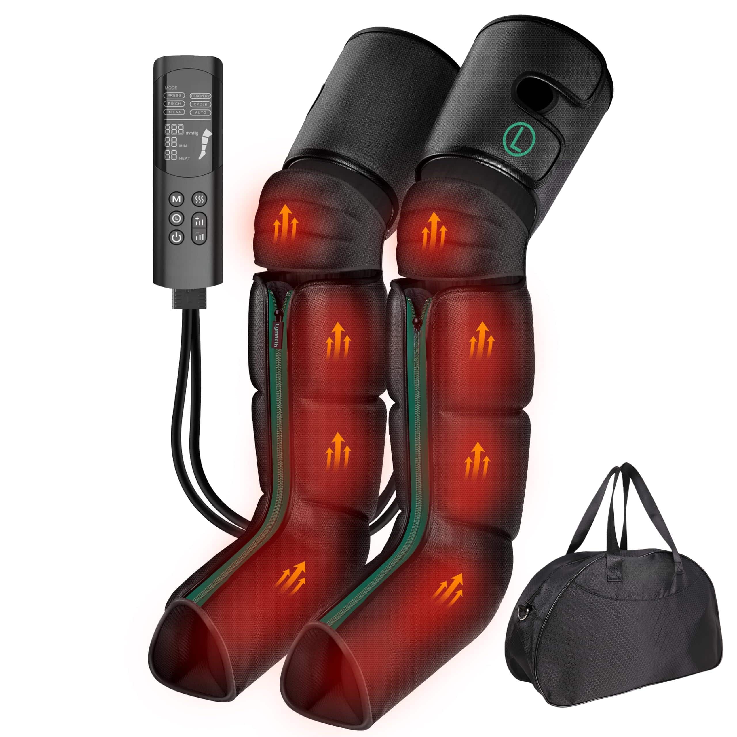 Live At Space - 9-Level Heated Air Compression Leg Massager with Foot & Thigh Wrap, 6 Modes, Timer, Circulation Recovery - 642146680274