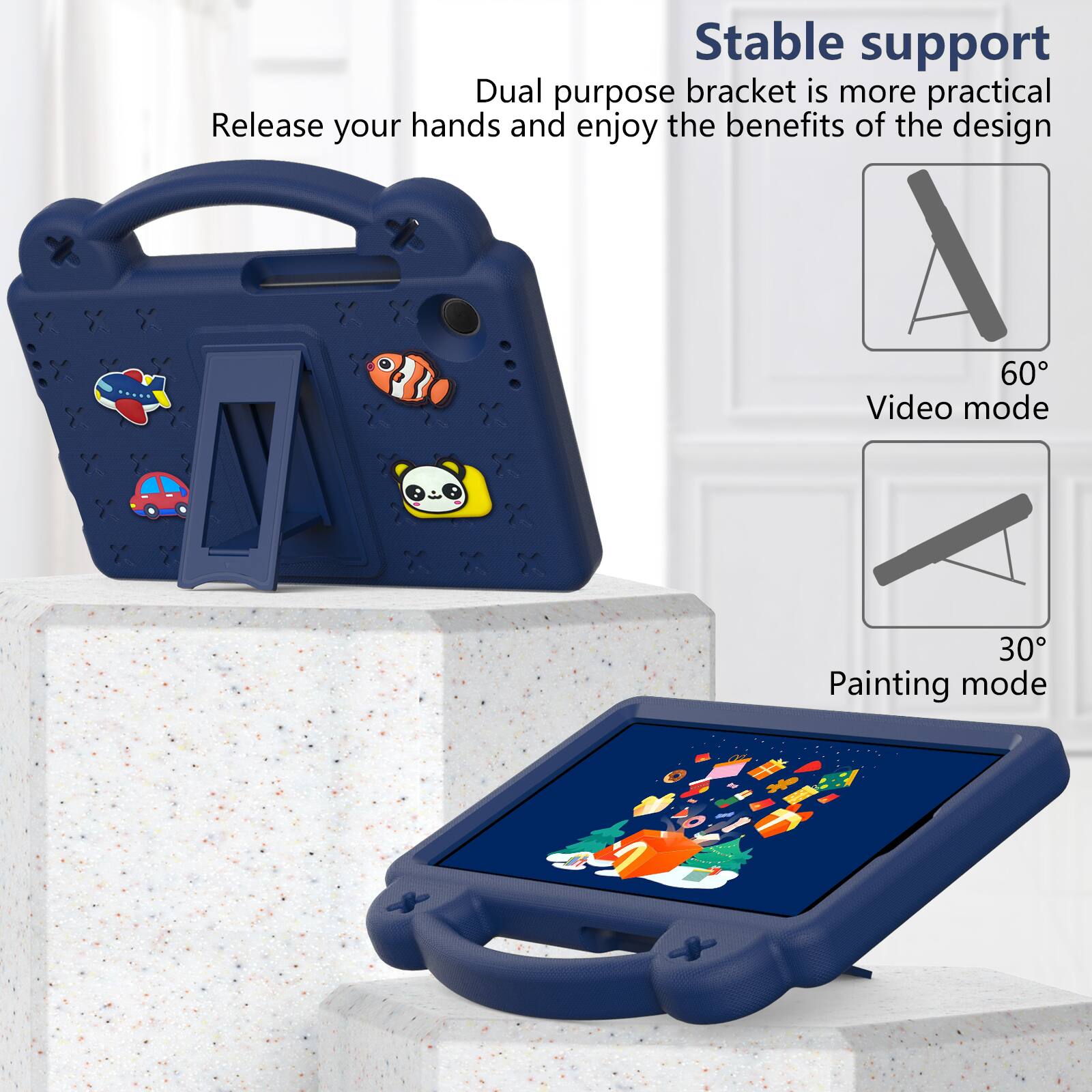 Stable support  
Dual purpose bracket is more practical  
Release your hands and enjoy the benefits of the design  

60° Video mode  
30° Painting mode