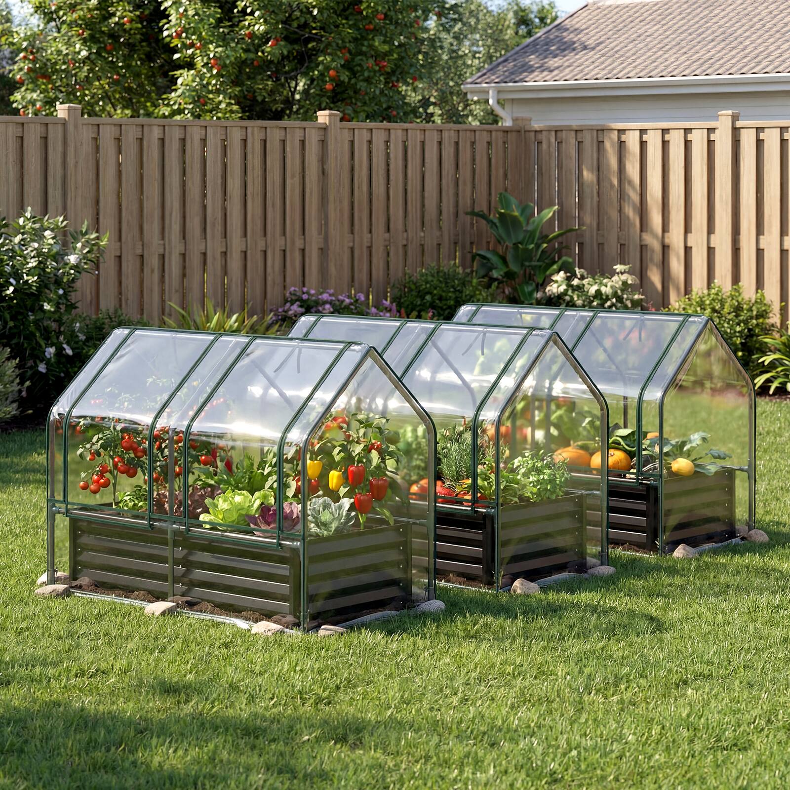 Alt View 4. Gymax - Gymax 4 x 2 x 3 FT Small Galvanized Raised Garden Bed w/Greenhouse Cover Windows Black & Transparent - Black.